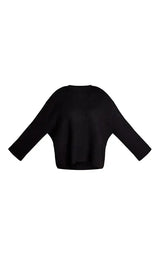 PrettyLittleThing Plus Thick Rib Crew Neck Oversized Jumper - Black