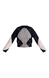 PrettyLittleThing Plus Argyle Button Down Knitted Cardigan - Navy