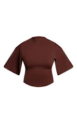 PrettyLittleThing Plus Chocolate Slinky High Neck Top - Chocolate