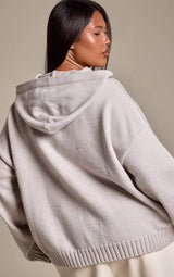 PrettyLittleThing Plus PLT Knitted Hoodie - Grey