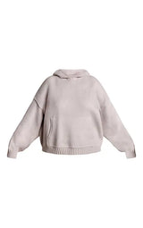 PrettyLittleThing Plus PLT Knitted Hoodie - Grey