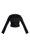 PrettyLittleThing Plus Black Soft Rib Square Neck Long Sleeve Top - Black