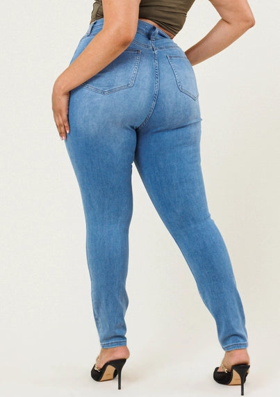 Vibrant M.i.U Plus Signature Skinny Jeans -Medium Stone