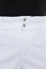 Kan Can USA Plus High Rise Zip Fly Paperbag SHORTS - White