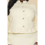 The Sang Plus Size Glittered Tweed Ruffle Jacket W/Mni Skirt Set