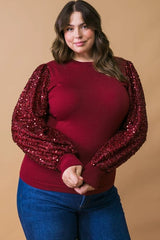 FLYING TOMATO Plus Size Solid Knit Sweater Top