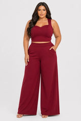 D.ROCK Plus Size Set Long Wide Legs Pants and Sleeveless Top