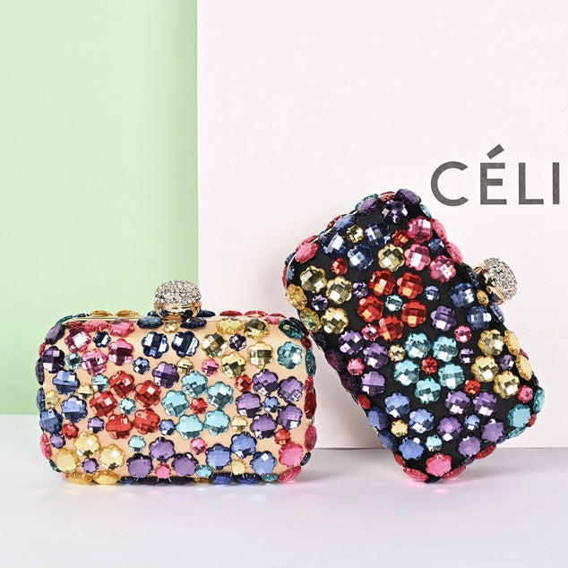 PEACH ACCESSORIES Crystals Evening Clutch Bag - Beige