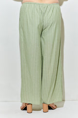 Baevely (Plus) Pinstripe Elastic Waist Tie Pant - MATCHA/IVORY
