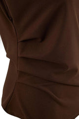WOJCOR Plus Size Draped Detail Asymmetrical Collar Knitted Blouse