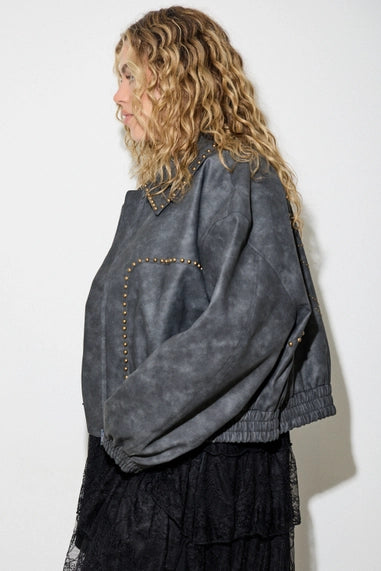 Baevely (Plus) Zip Up Jacket with Studs