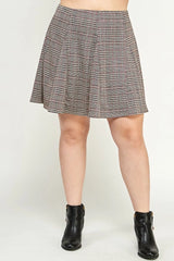 Haute Fox Plus Size Plaid Knit Aline Skirt