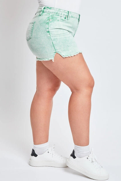 YMI Plus High Rise 80's Acid Wash Mom Short