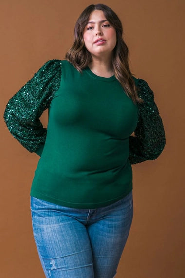 FLYING TOMATO Plus Size Solid Knit Sweater Top
