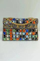 PEACH ACCESSORIES Geometric Rhinestone Clutch - Multi