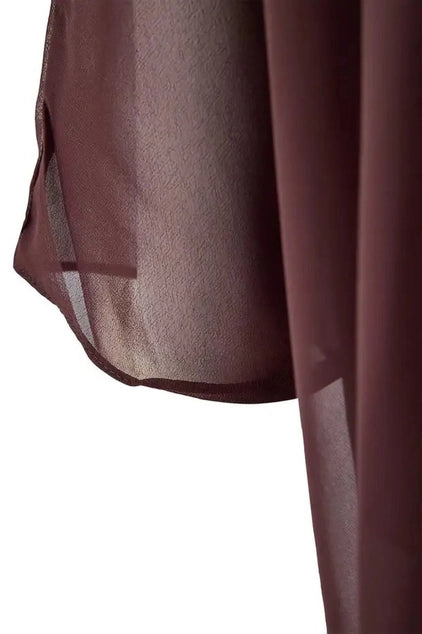 WOJCOR Plus Size Chiffon Woven  Blouse - Brown