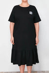 WOJCOR Plus Size 100% Cotton Knitted T-Shirt Dress - Black