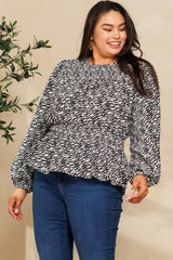 Oddi Plus Peplum Hem Zebra Printed Blouse