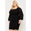 DORCAS Rhinestone Square Neck Plus Size Midi Dress