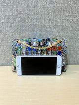 PEACH ACCESSORIES Geometric Rhinestone Clutch - Multi