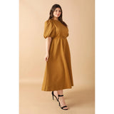 FLYING TOMATO Plus Size Textured Midi Dress - Camel