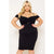 DORCAS Pleated Detail Open Shoulder Plus Size Mini Dress - Black