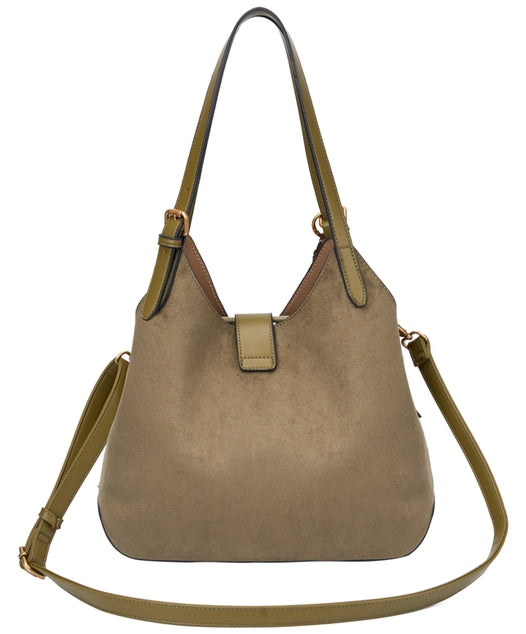 Bessie London Suede Shoulder Bag with Charm